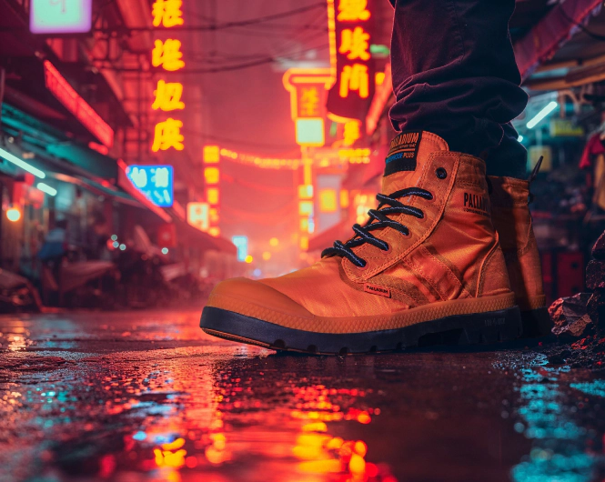 Picture of a Salomon Shoe floating in an organic environment.